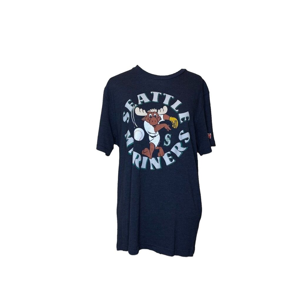 Homage Seattle Mariners Mariner Moose Navy Blue Baseball Tshirt Tee Size Medium